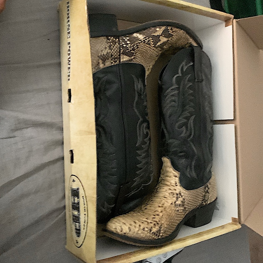 Anderson bean boots  white and black snakeskin